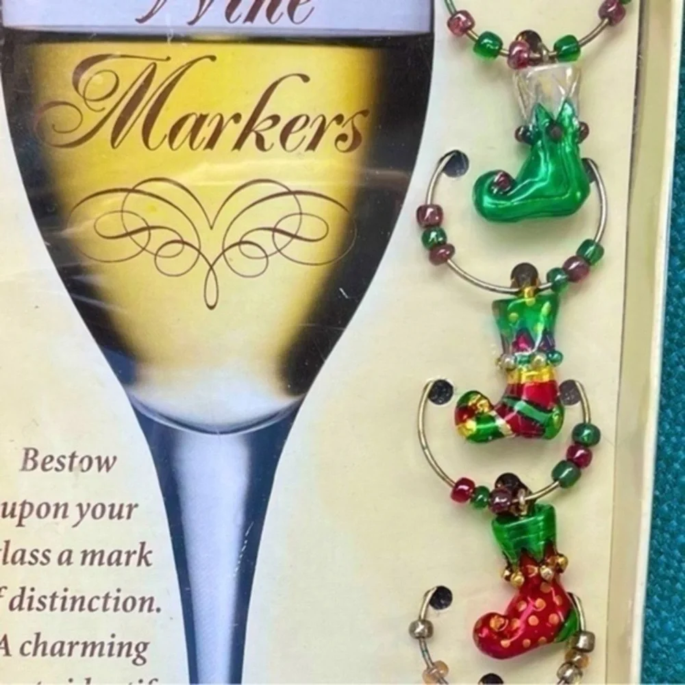 5 for $25!  Holiday - Stocking Wine Markers!
